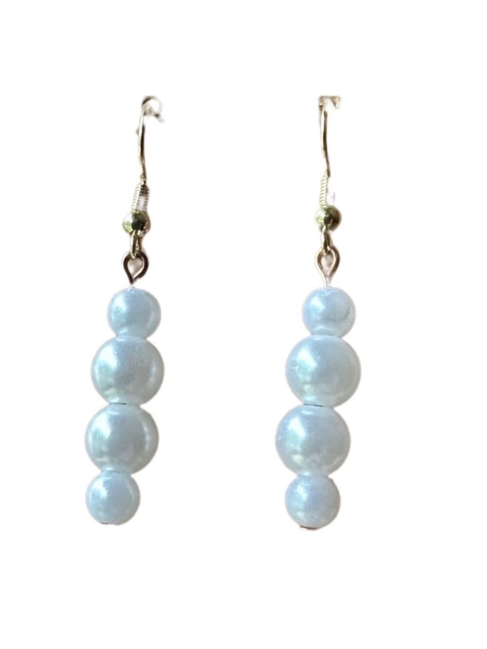 White earrings handmade faux pearls acrylic